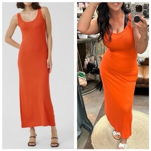 Vibrant Orange Sleeveless Maxi Dress